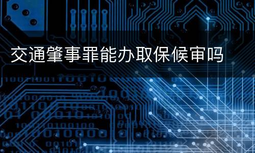 交通肇事罪能办取保候审吗