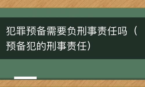 犯罪预备需要负刑事责任吗（预备犯的刑事责任）