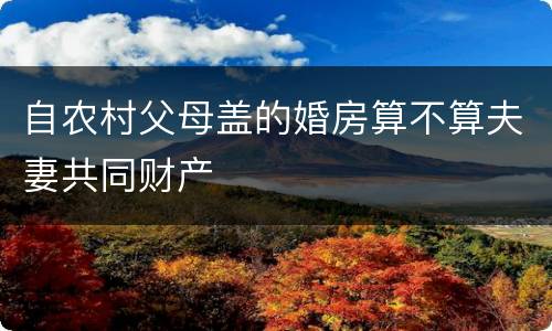 自农村父母盖的婚房算不算夫妻共同财产