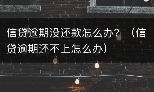 信贷逾期没还款怎么办？（信贷逾期还不上怎么办）