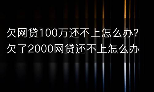 欠网贷100万还不上怎么办？ 欠了2000网贷还不上怎么办