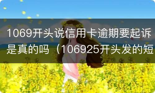 1069开头说信用卡逾期要起诉是真的吗（106925开头发的短信是信用卡贷起诉了真的假的）