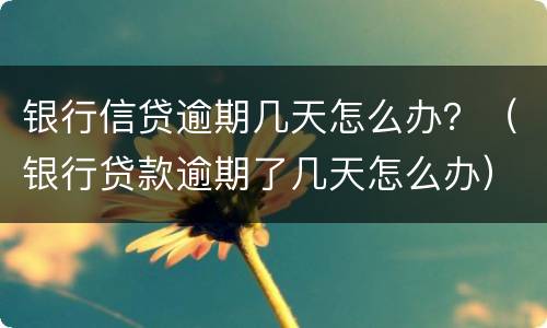 银行信贷逾期几天怎么办？（银行贷款逾期了几天怎么办）