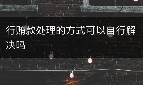 行贿款处理的方式可以自行解决吗