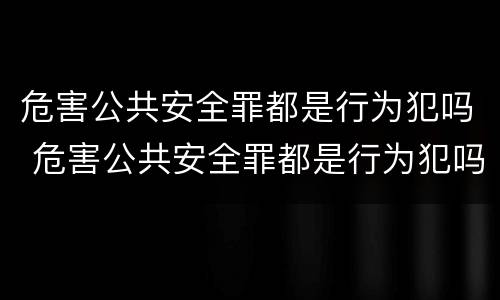 危害公共安全罪都是行为犯吗 危害公共安全罪都是行为犯吗判几年