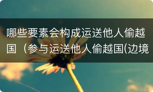 哪些要素会构成运送他人偷越国（参与运送他人偷越国(边境,造成被运送人死亡的）