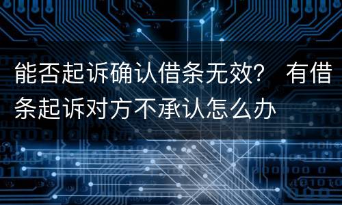 能否起诉确认借条无效？ 有借条起诉对方不承认怎么办