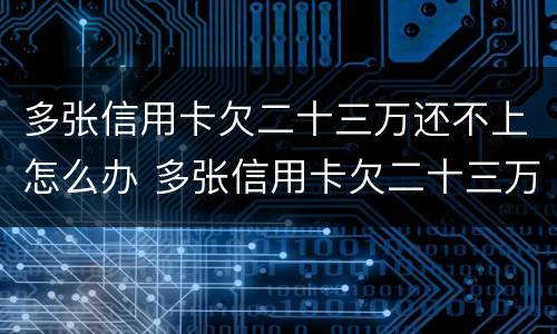 多张信用卡欠二十三万还不上怎么办 多张信用卡欠二十三万还不上怎么办呢