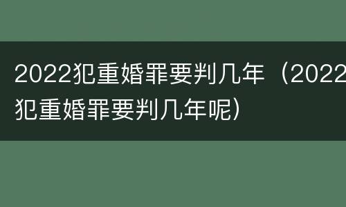 2022犯重婚罪要判几年（2022犯重婚罪要判几年呢）