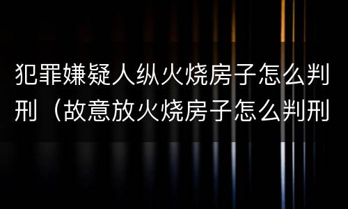犯罪嫌疑人纵火烧房子怎么判刑（故意放火烧房子怎么判刑）