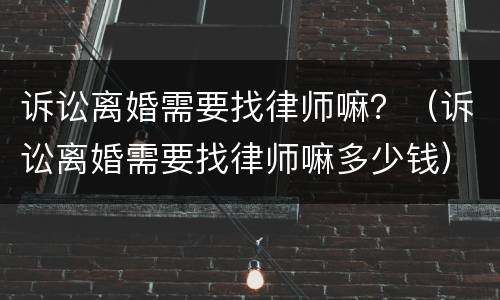 诉讼离婚需要找律师嘛？（诉讼离婚需要找律师嘛多少钱）