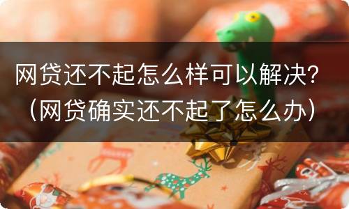 网贷还不起怎么样可以解决？（网贷确实还不起了怎么办）