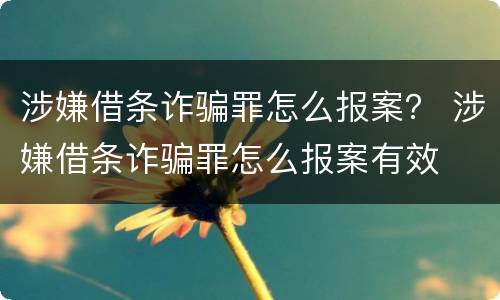 涉嫌借条诈骗罪怎么报案？ 涉嫌借条诈骗罪怎么报案有效