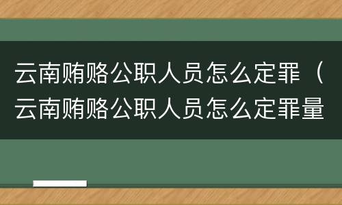 云南贿赂公职人员怎么定罪（云南贿赂公职人员怎么定罪量刑标准）