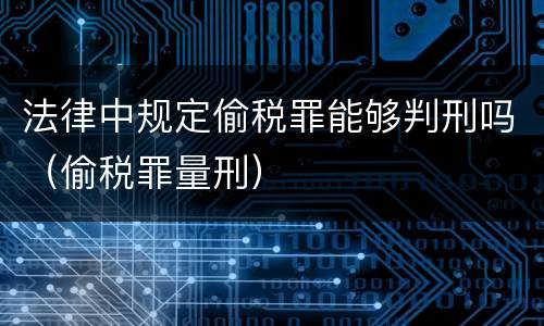 法律中规定偷税罪能够判刑吗（偷税罪量刑）