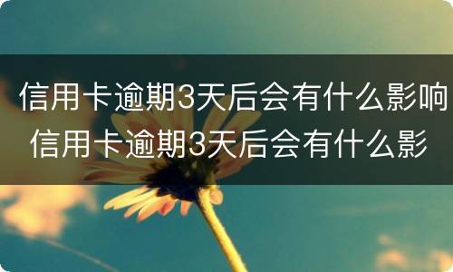 信用卡逾期3天后会有什么影响 信用卡逾期3天后会有什么影响吗