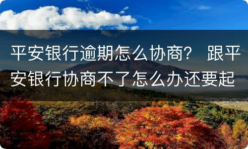 平安银行逾期怎么协商？ 跟平安银行协商不了怎么办还要起诉我