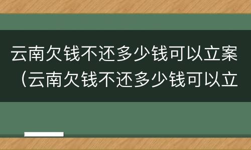 云南欠钱不还多少钱可以立案（云南欠钱不还多少钱可以立案起诉）