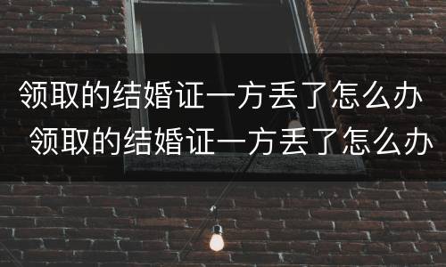 领取的结婚证一方丢了怎么办 领取的结婚证一方丢了怎么办呢