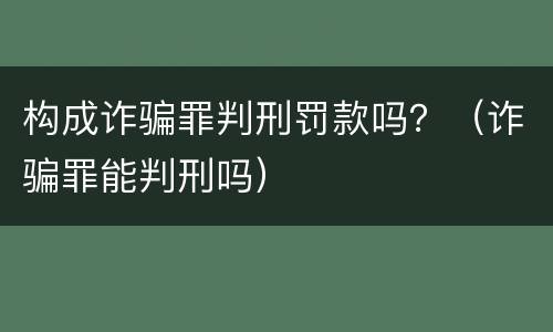 构成诈骗罪判刑罚款吗？（诈骗罪能判刑吗）
