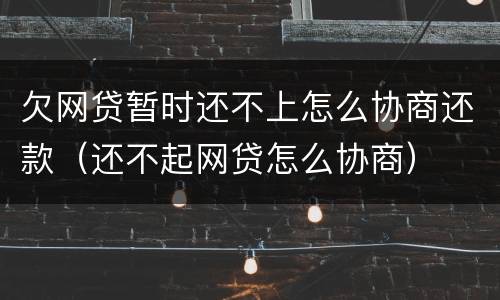 欠网贷暂时还不上怎么协商还款（还不起网贷怎么协商）