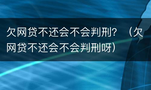 欠网贷不还会不会判刑？（欠网贷不还会不会判刑呀）