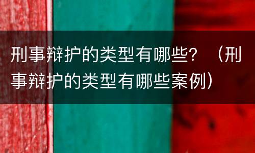 刑事辩护的类型有哪些？（刑事辩护的类型有哪些案例）