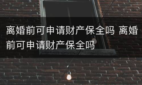 离婚前可申请财产保全吗 离婚前可申请财产保全吗