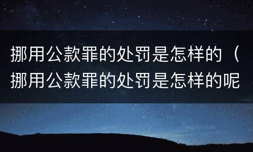 挪用公款罪的处罚是怎样的（挪用公款罪的处罚是怎样的呢）