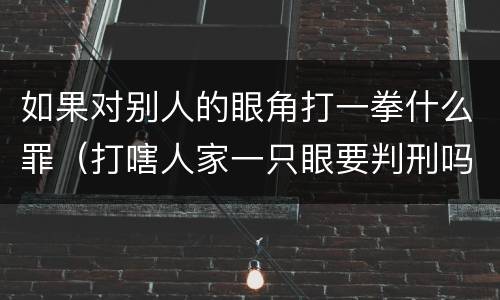 如果对别人的眼角打一拳什么罪（打嗐人家一只眼要判刑吗）