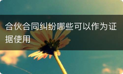 合伙合同纠纷哪些可以作为证据使用