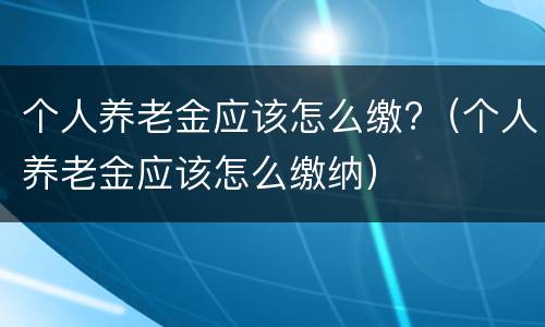 个人养老金应该怎么缴?（个人养老金应该怎么缴纳）