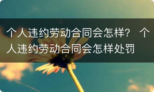 个人违约劳动合同会怎样？ 个人违约劳动合同会怎样处罚
