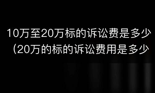 10万至20万标的诉讼费是多少（20万的标的诉讼费用是多少）