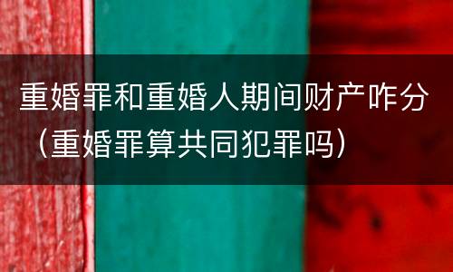重婚罪和重婚人期间财产咋分（重婚罪算共同犯罪吗）
