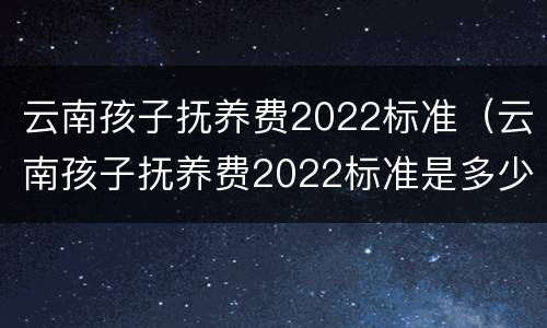 云南孩子抚养费2022标准（云南孩子抚养费2022标准是多少）