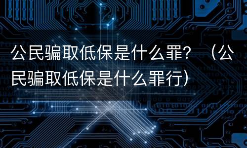 公民骗取低保是什么罪？（公民骗取低保是什么罪行）
