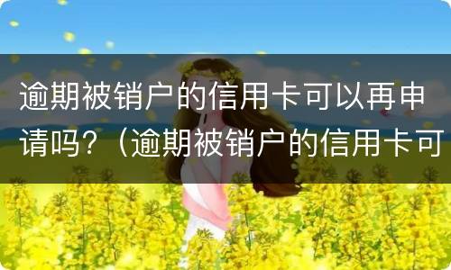 逾期被销户的信用卡可以再申请吗?（逾期被销户的信用卡可以再申请吗知乎）