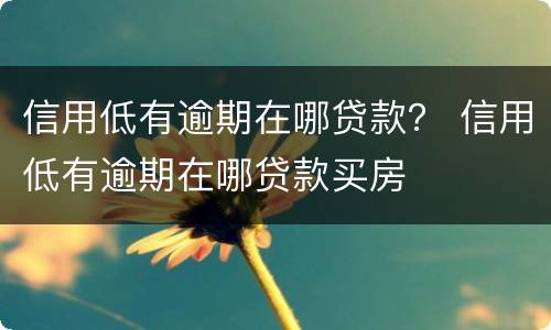 信用低有逾期在哪贷款？ 信用低有逾期在哪贷款买房