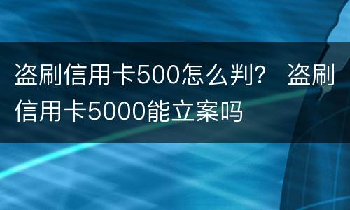 盗刷信用卡500怎么判？ 盗刷信用卡5000能立案吗