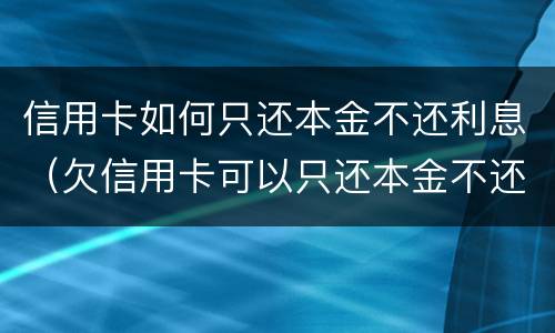 信用卡如何只还本金不还利息（欠信用卡可以只还本金不还利息吗）