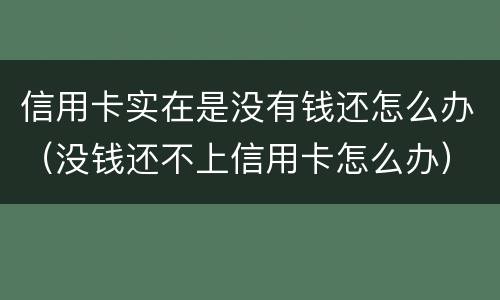 信用卡实在是没有钱还怎么办（没钱还不上信用卡怎么办）