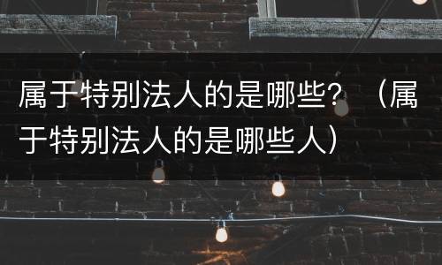 属于特别法人的是哪些？（属于特别法人的是哪些人）