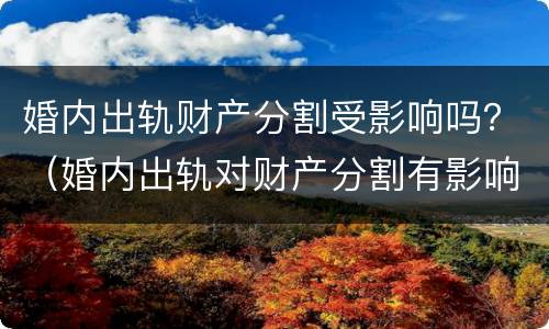 婚内出轨财产分割受影响吗？（婚内出轨对财产分割有影响吗）