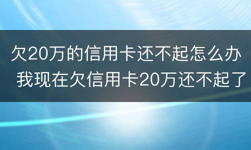 欠20万的信用卡还不起怎么办 我现在欠信用卡20万还不起了怎么办
