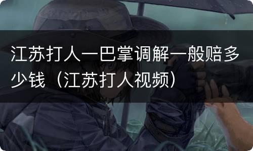 江苏打人一巴掌调解一般赔多少钱（江苏打人视频）