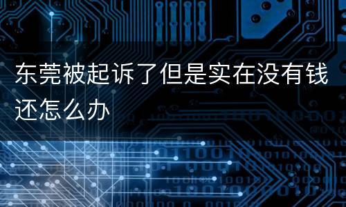 东莞被起诉了但是实在没有钱还怎么办