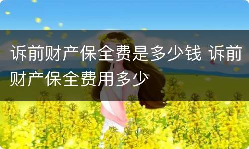 诉前财产保全费是多少钱 诉前财产保全费用多少