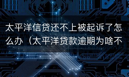 太平洋信贷还不上被起诉了怎么办（太平洋贷款逾期为啥不起诉）