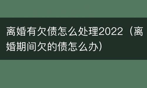 离婚有欠债怎么处理2022（离婚期间欠的债怎么办）